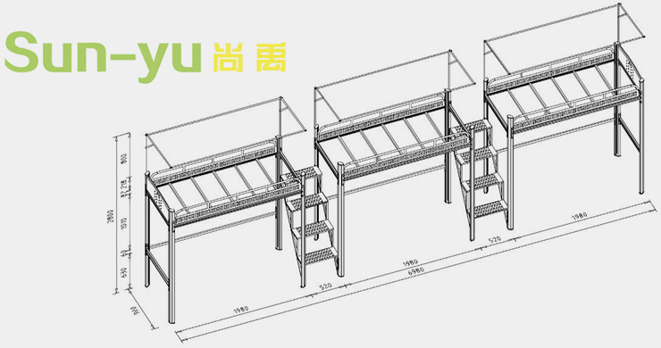 三連3人位-中梯-組合公寓床定制設計圖